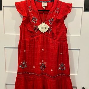 Flutter Sleeve Embroidered Dress